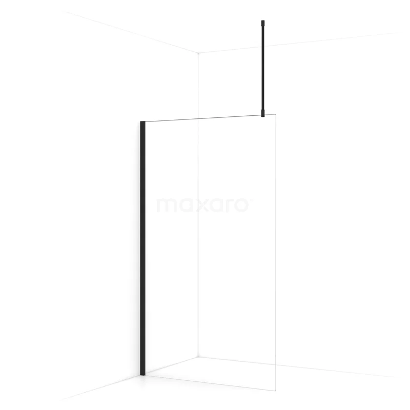 Diamond Walk-in shower | 120 cm Matte black Clear glass Fixed wall IDA12710MB