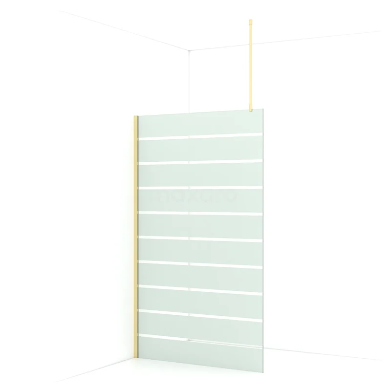 Diamond Walk-in shower | 120 cm Light gold Clear with matt stripes Fixed wall IDA12716LG