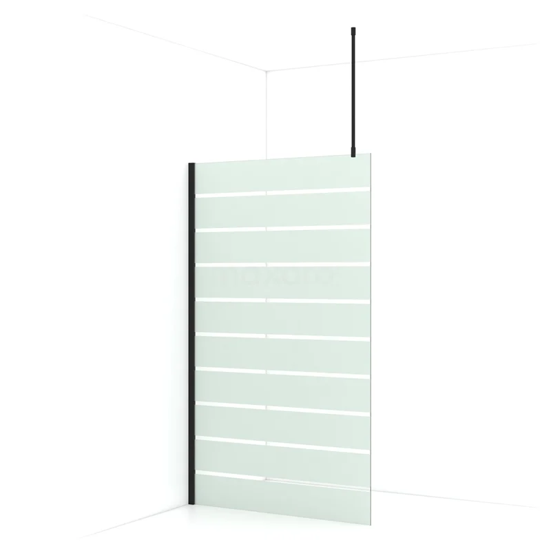 Diamond Walk-in shower | 120 cm Matte black Clear with matt stripes Fixed wall IDA12716MB
