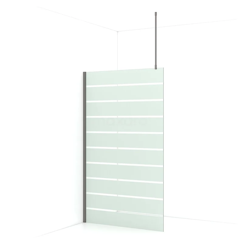Diamond Walk-in shower | 120 cm Black metal Clear with matt stripes Fixed wall IDA12716ZMN