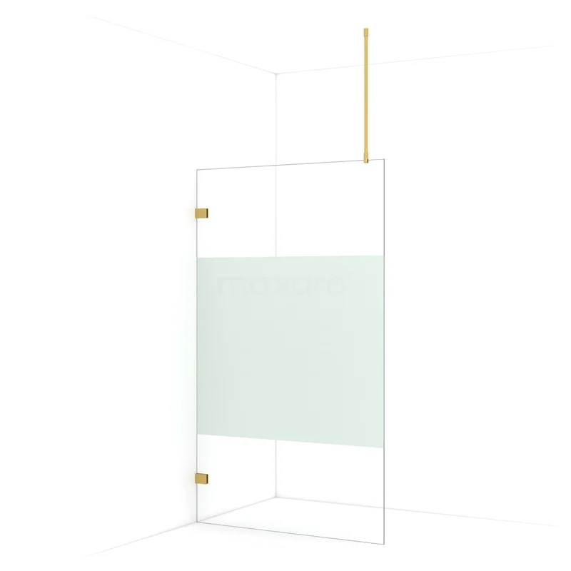 Diamond Walk-in shower | 120 cm Gold Clear with matt strip Fixed wall IDA12723GG