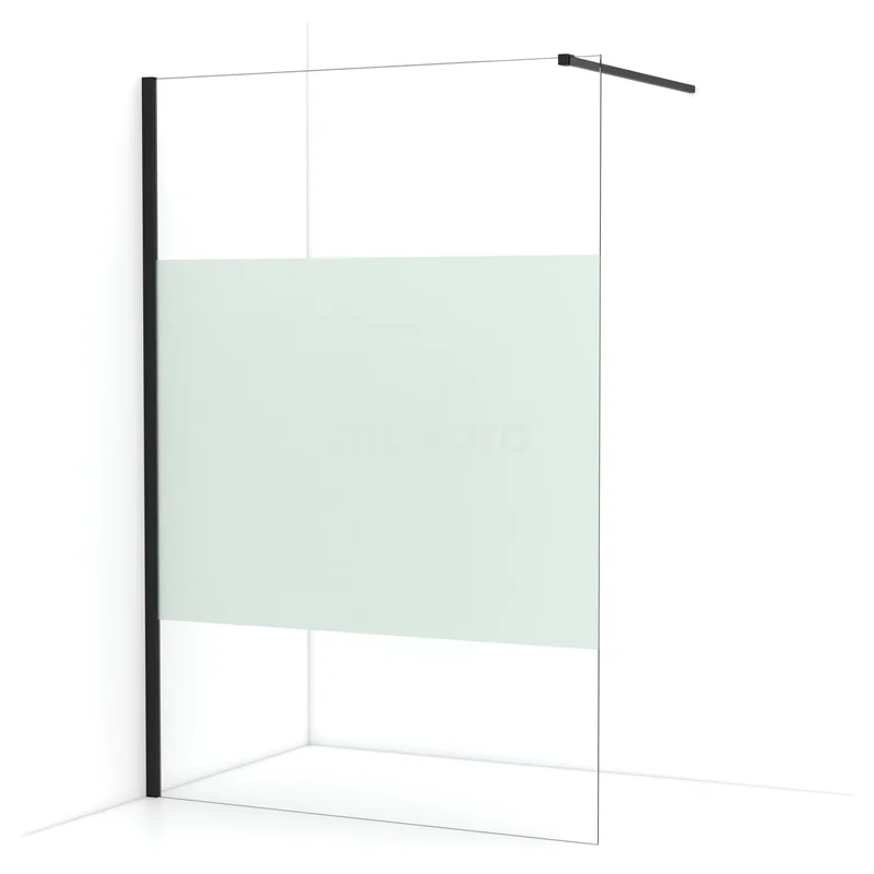 Diamond Walk-in shower | 140 cm Matte black Clear with matt strip Fixed wall IDA14113MB