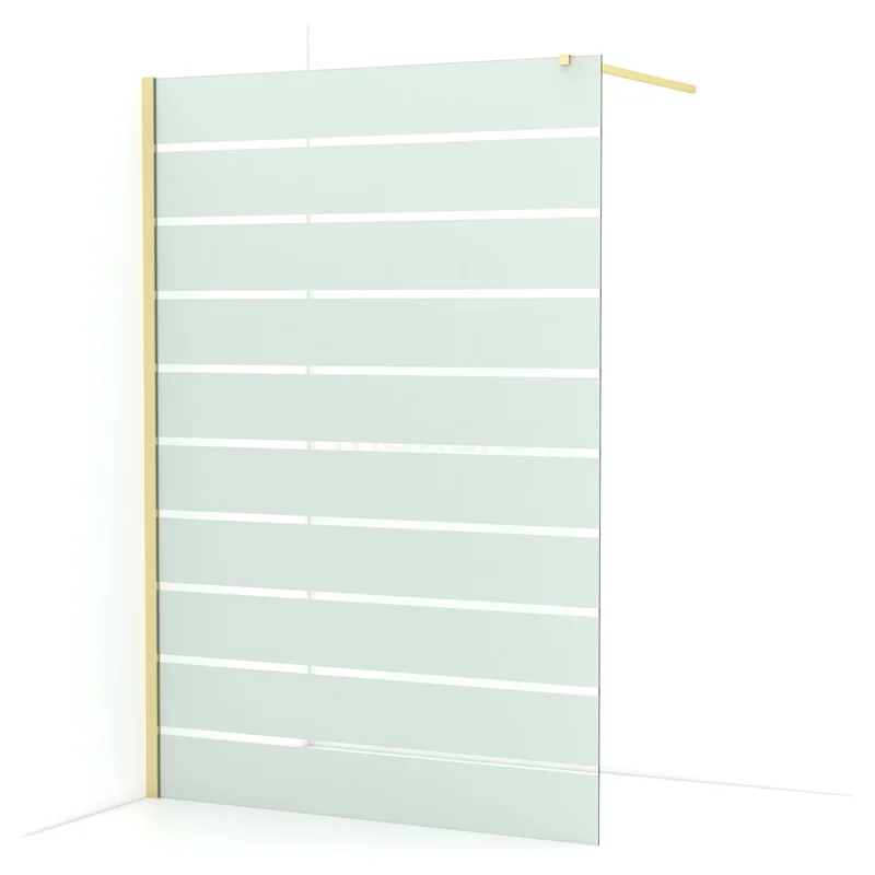 Diamond Walk-in shower | 140 cm Light gold Clear with matt stripes Fixed wall IDA14116LG