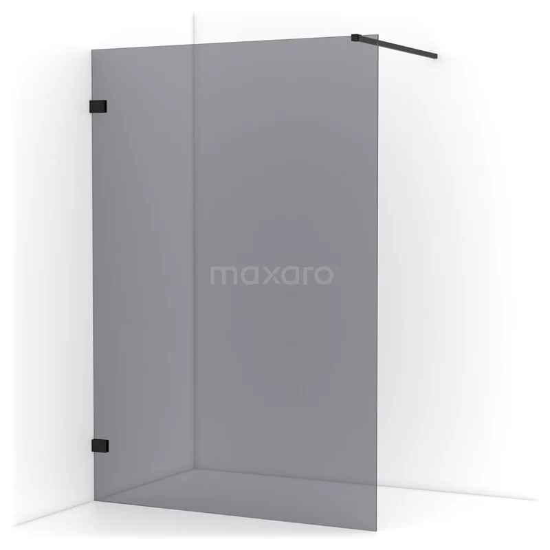Diamond Walk-in shower | 140 cm Matte black Smoke glass Fixed wall IDA14121MB