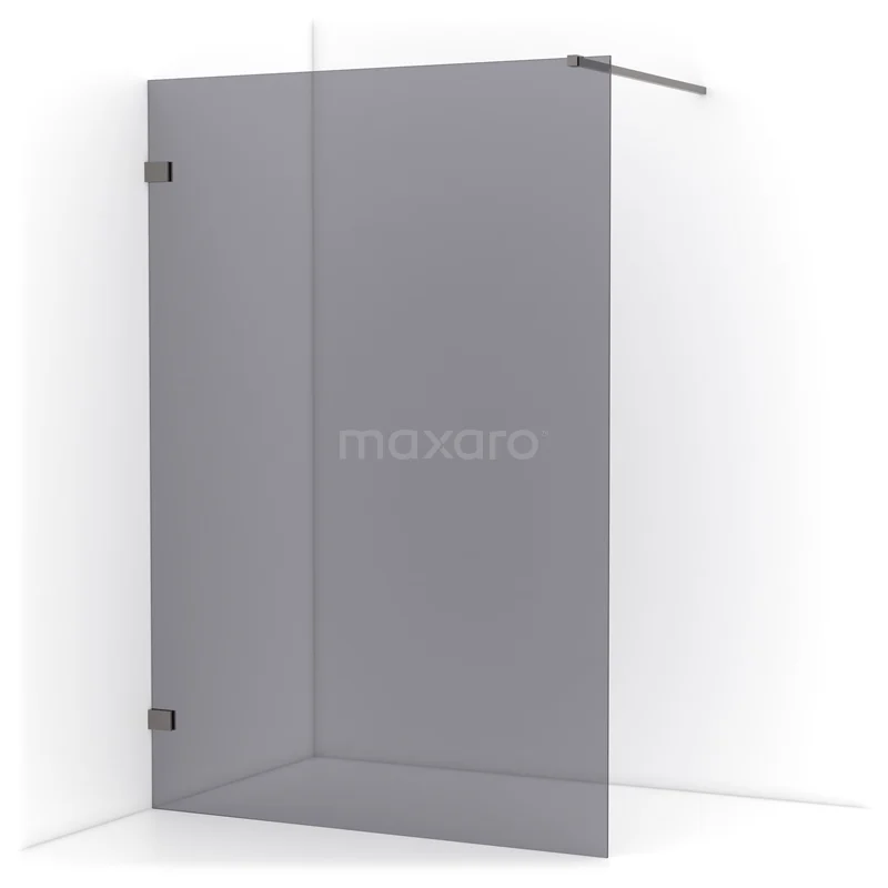 Diamond Walk-in shower | 140 cm Black metal Smoke glass Fixed wall IDA14121ZM