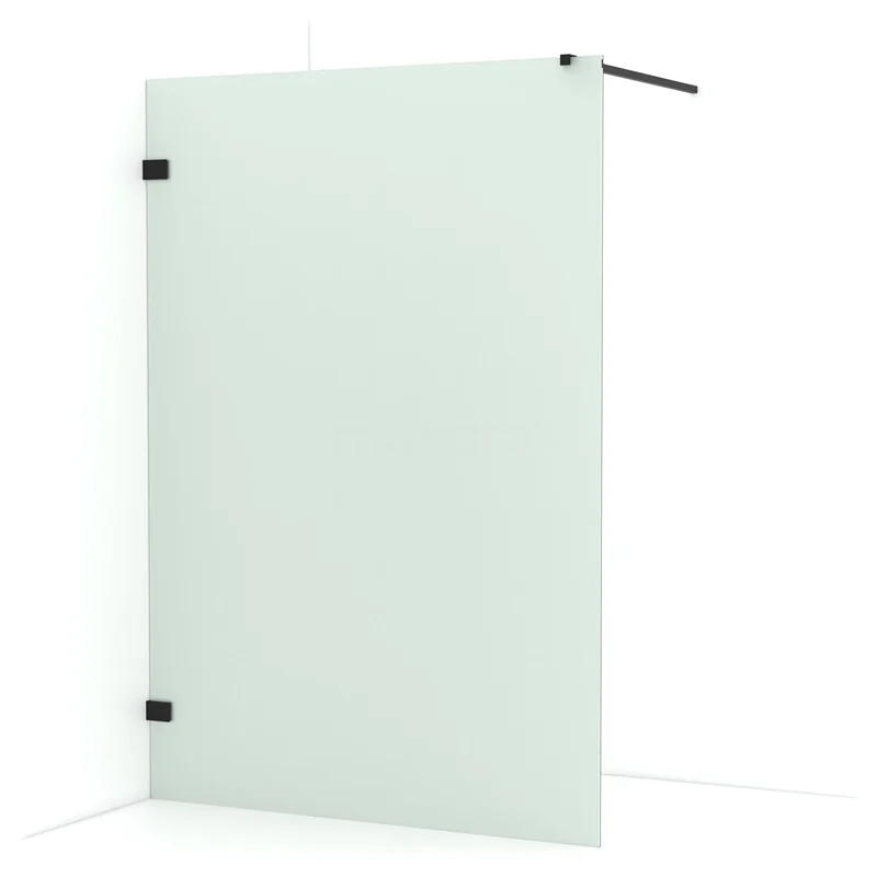 Diamond Walk-in shower | 140 cm Matte black Frosted glass Fixed wall IDA14127MB