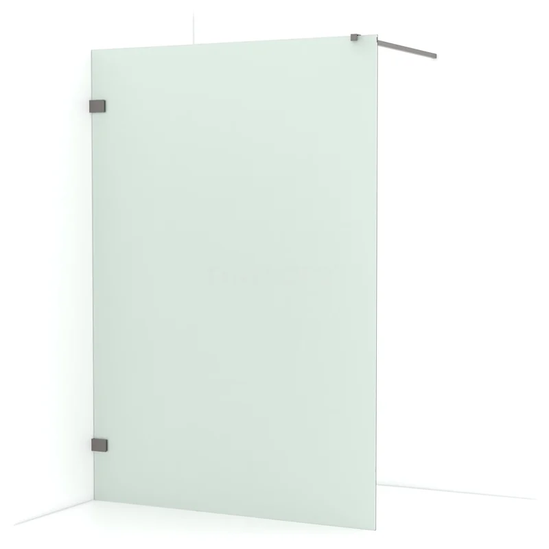 Diamond Walk-in shower | 140 cm Black metal Frosted glass Fixed wall IDA14127ZM