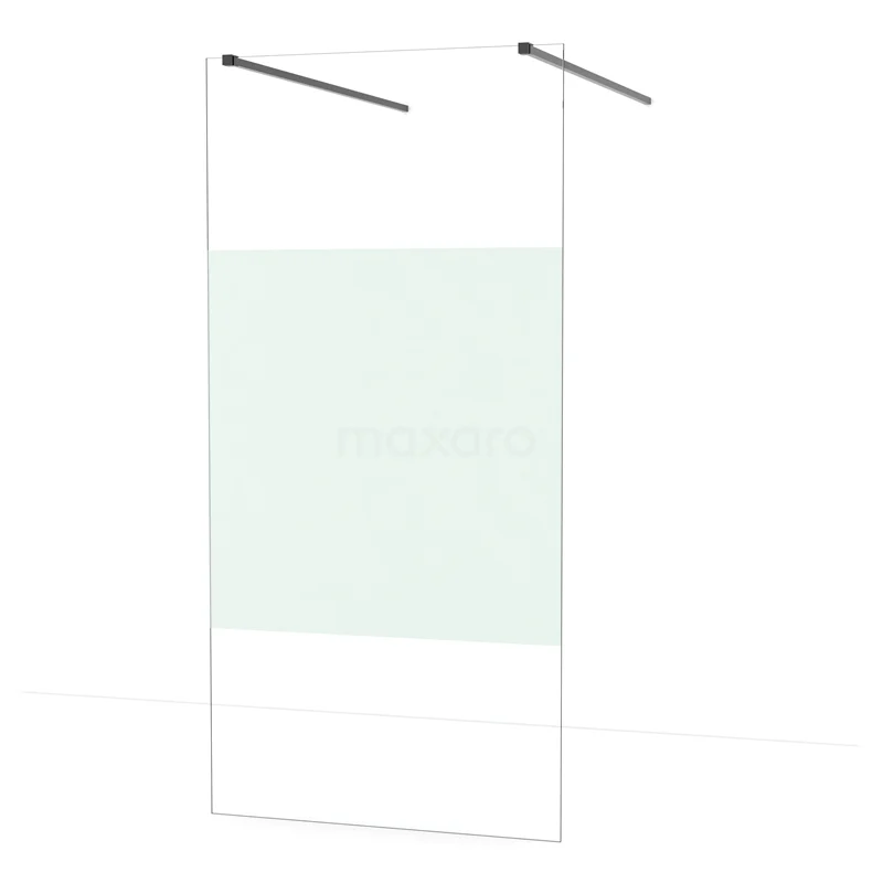 Diamond Walk-in shower | 100 cm Black chrome Clear with matt strip Free-standing wall IDF1083BC