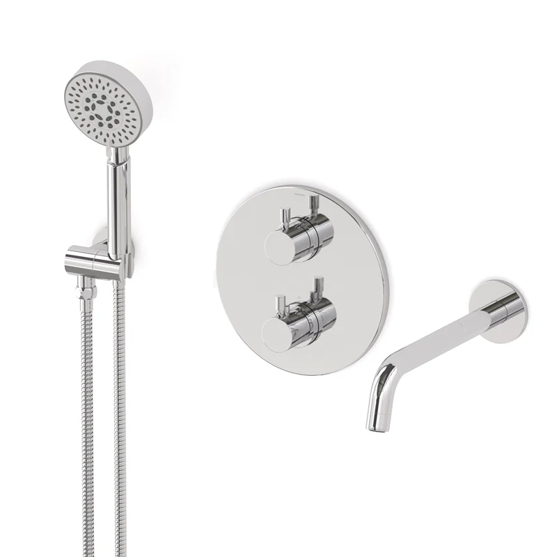 Radius Wanneneinbau-Mischbatterie-Set | Chrom Thermostatarmatur mit Handbrause 5 Positionen CIC55-00018 Radius Wanneneinbau-Mischbatterie-Set | Chrom Thermostatarmatur mit Handbrause 5 Positionen CIC55-00018