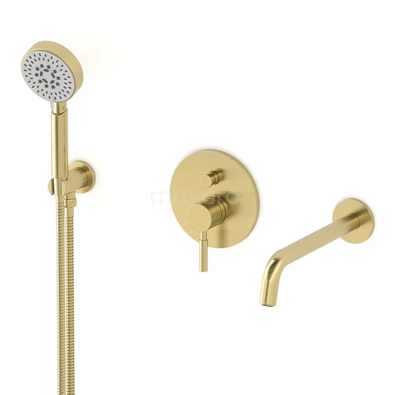 Radius Built-in bath mixer set | Light gold | Single lever mixer tap with handheld shower 5 positions CIL55-00018
