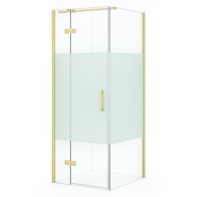 Diamond Shower enclosure | 80x80 cm Light gold Clear with matt strip Pivot door Square CDB213508313LG