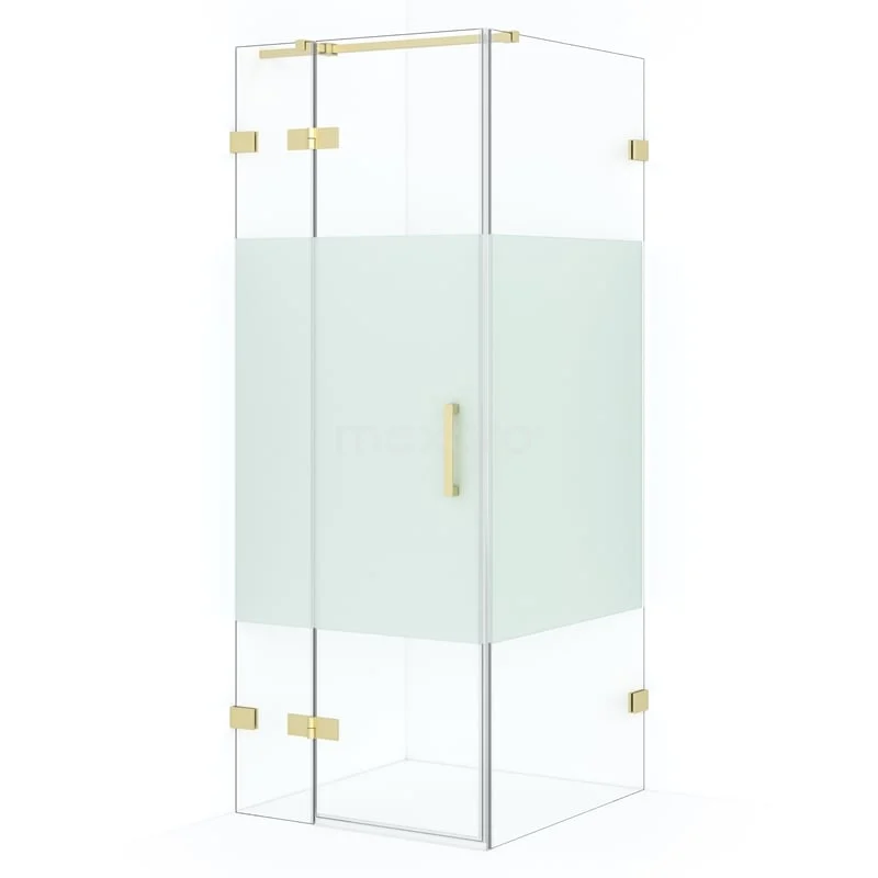 Diamond Shower enclosure | 80x80 cm Light gold Clear with matt strip Pivot door Square CDB213508323LG