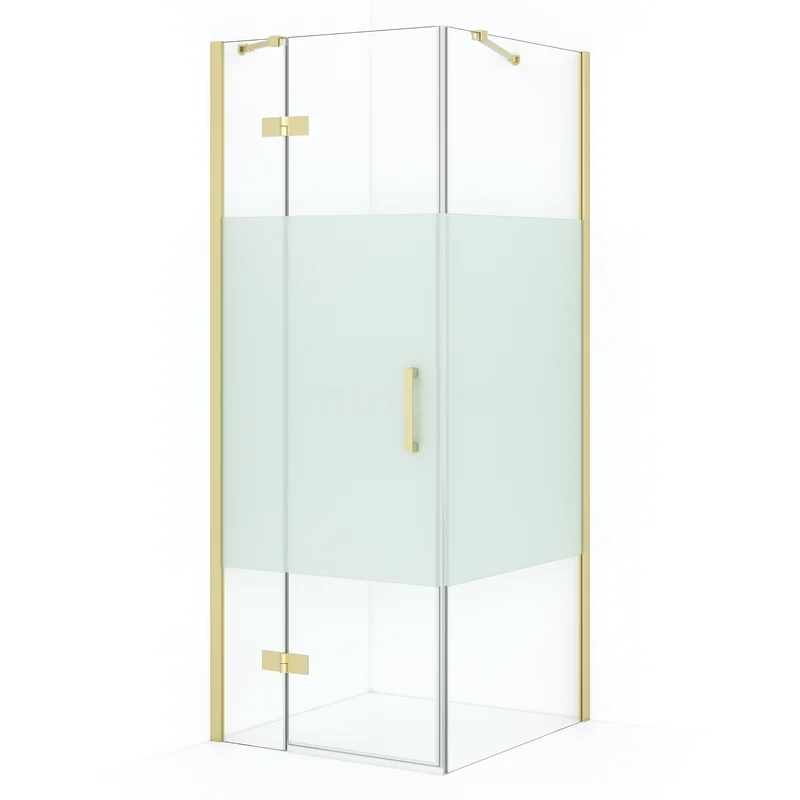 Diamond Shower enclosure | 80x80 cm Light gold Clear with matt strip Pivot door Square CDB213508413LG