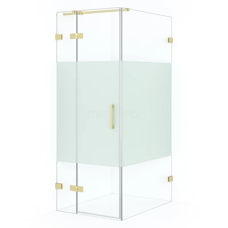 Diamond Shower enclosure | 90x80 cm Light gold Clear with matt strip Pivot door Rectangle CDB213509323LG