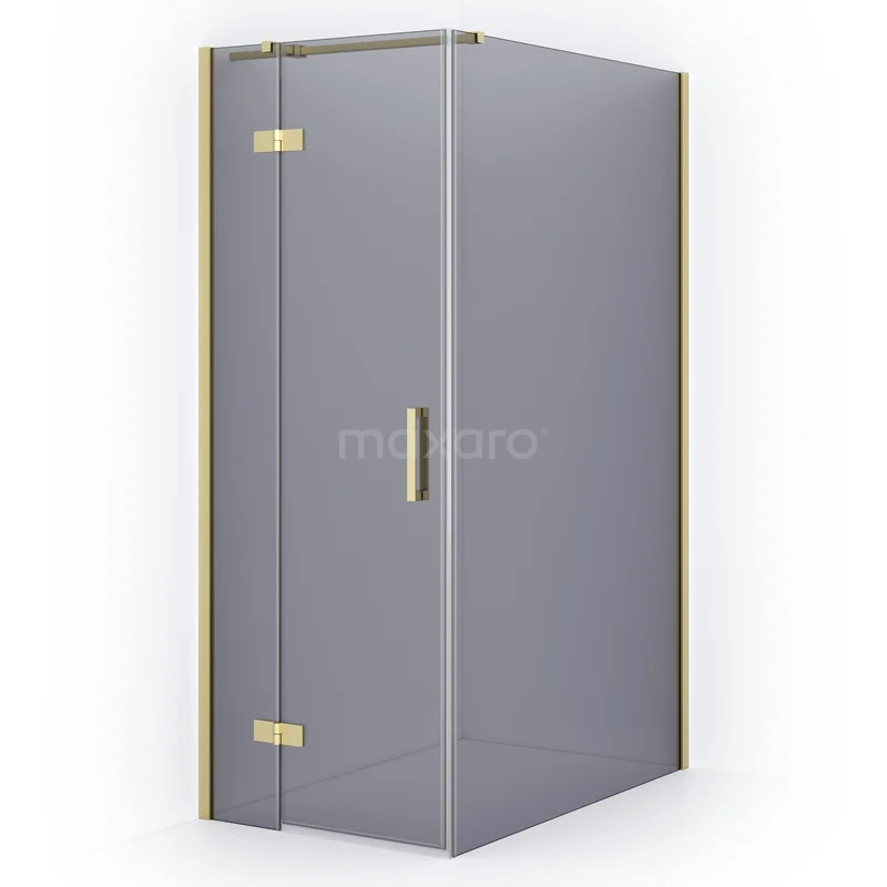 Diamond Shower enclosure | 110x80 cm Light gold Smoke glass Pivot door Rectangle CDB213511311LG