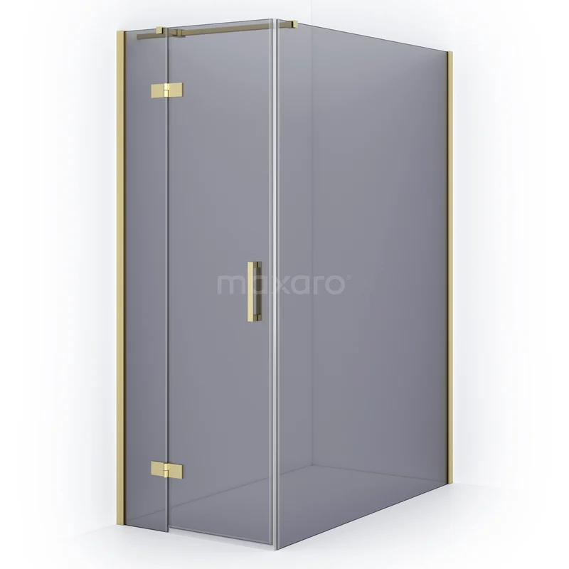 Diamond Shower enclosure | 140x80 cm Light gold Smoke glass Pivot door Rectangle CDB213514311LG
