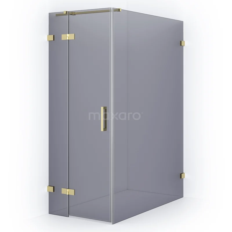 Diamond Shower enclosure | 140x80 cm Light gold Smoke glass Pivot door Rectangle CDB213514321LG