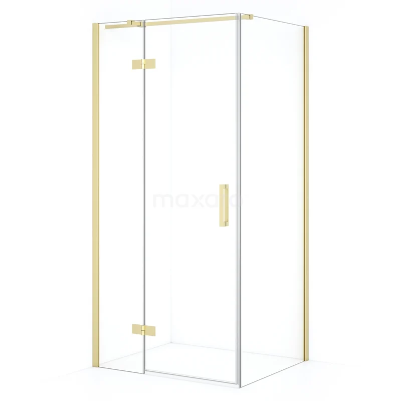 Diamond Shower enclosure | 90x80 cm Light gold Clear glass Pivot door Rectangle CDB213608310LG