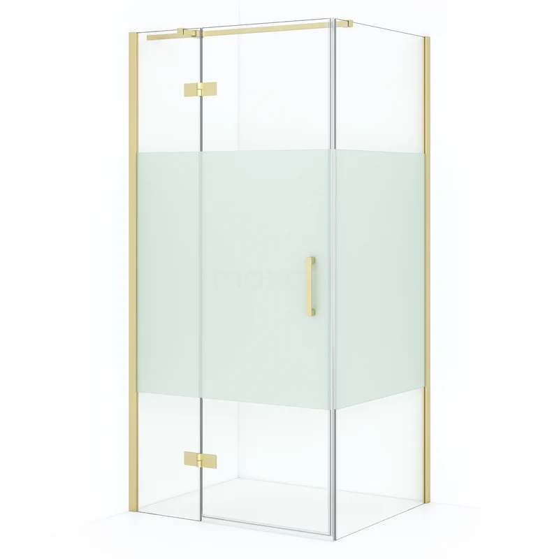 Diamond Shower enclosure | 100x80 cm Light gold Clear with matt strip Pivot door Rectangle CDB214608313LG