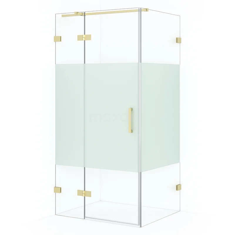 Diamond Shower enclosure | 100x80 cm Light gold Clear with matt strip Pivot door Rectangle CDB214608323LG