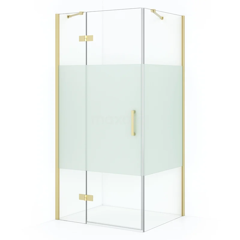 Diamond Shower enclosure | 100x80 cm Light gold Clear with matt strip Pivot door Rectangle CDB214608413LG
