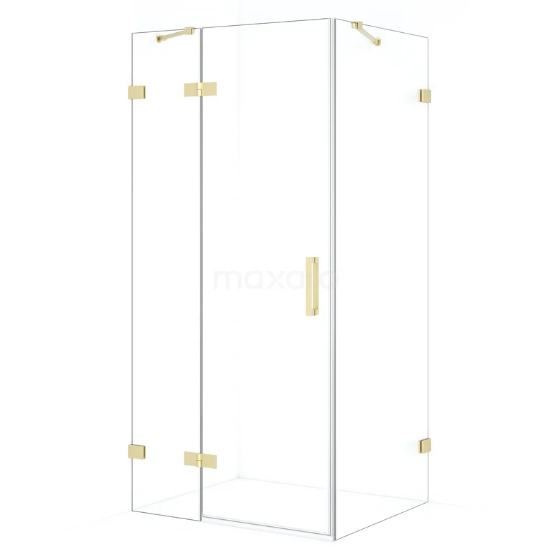 Diamond Shower enclosure | 100x70 cm Light gold Clear glass Pivot door Rectangle CDB214607420LG