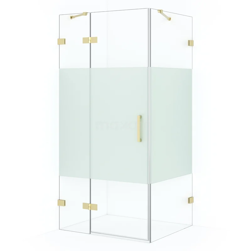 Diamond Shower enclosure | 90x80 cm Light gold Clear with matt strip Pivot door Rectangle CDB213608423LG