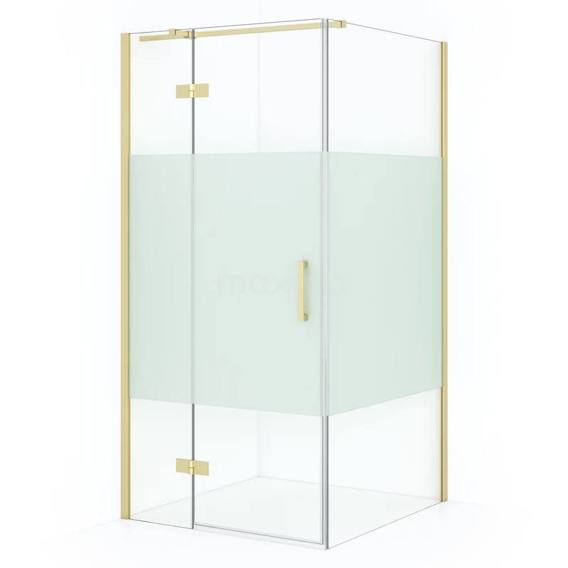 Diamond Shower enclosure | 90x90 cm Light gold Clear with matt strip Pivot door Square CDB213609313LG
