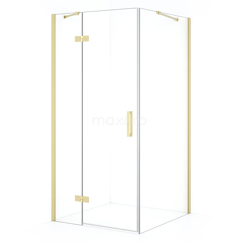 Diamond Shower enclosure | 100x90 cm Light gold Clear glass Pivot door Rectangle CDB213610410LG