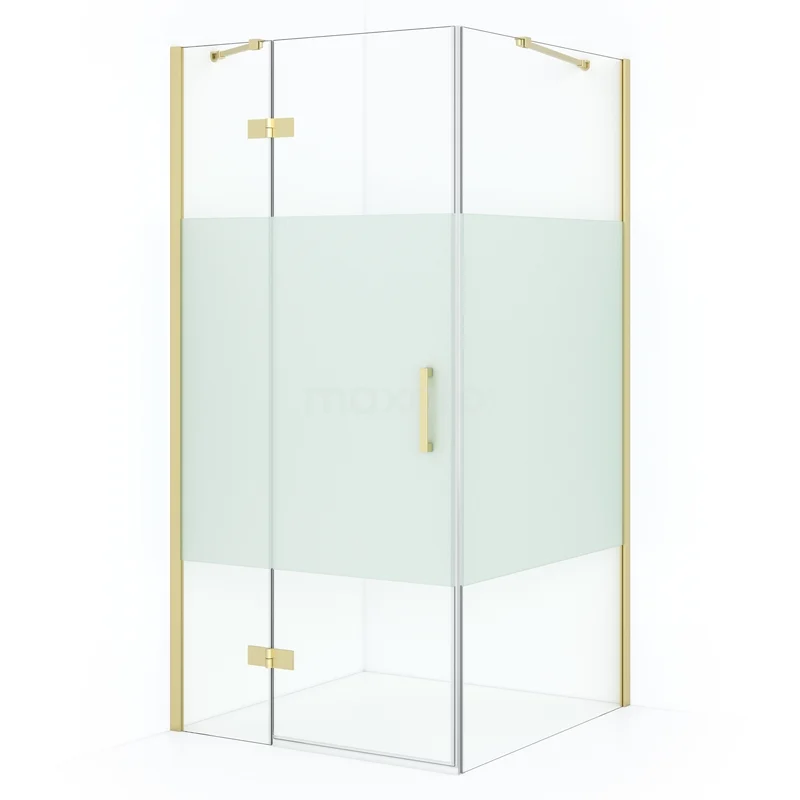Diamond Shower enclosure | 90x90 cm Light gold Clear with matt strip Pivot door Square CDB213609413LG