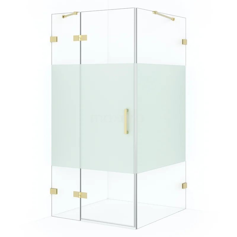 Diamond Shower enclosure | 90x90 cm Light gold Clear with matt strip Pivot door Square CDB213609423LG