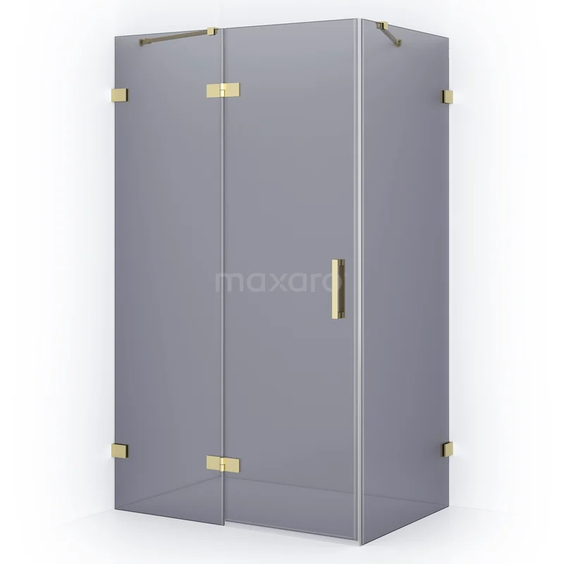 Diamond Shower enclosure | 110x80 cm Light gold Smoke glass Pivot door Rectangle CDB216508421LG
