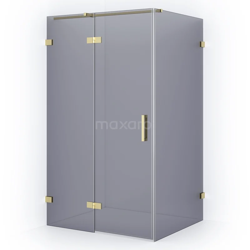 Diamond Shower enclosure | 110x90 cm Light gold Smoke glass Pivot door Rectangle CDB216509321LG