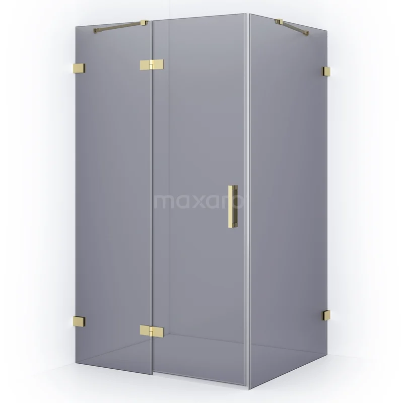 Diamond Shower enclosure | 110x90 cm Light gold Smoke glass Pivot door Rectangle CDB216509421LG