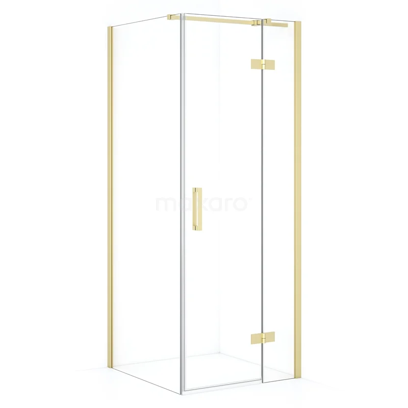 Diamond Shower enclosure | 80x70 cm Light gold Clear glass Pivot door Rectangle CDB223507310LG