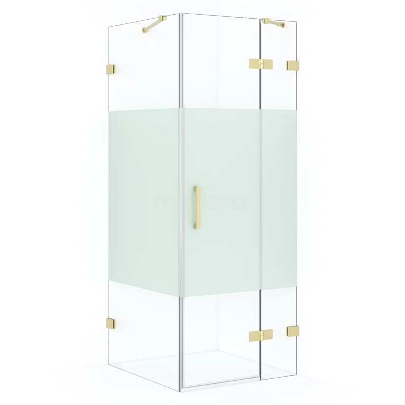 Diamond Shower enclosure | 80x80 cm Light gold Clear with matt strip Pivot door Square CDB223508423LG