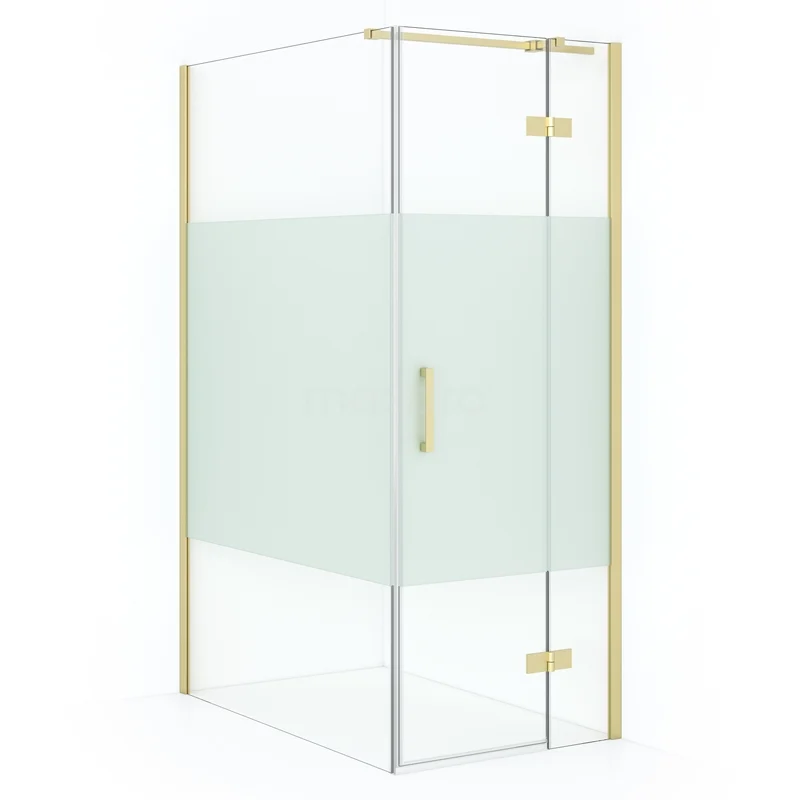 Diamond Shower enclosure | 110x80 cm Light gold Clear with matt strip Pivot door Rectangle CDB223511313LG