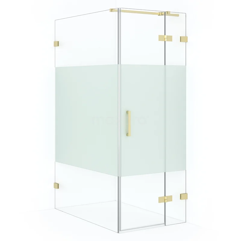 Diamond Shower enclosure | 110x80 cm Light gold Clear with matt strip Pivot door Rectangle CDB223511323LG