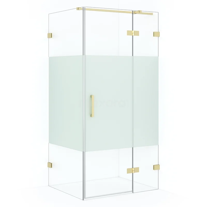 Diamond Shower enclosure | 100x80 cm Light gold Clear with matt strip Pivot door Rectangle CDB224608323LG