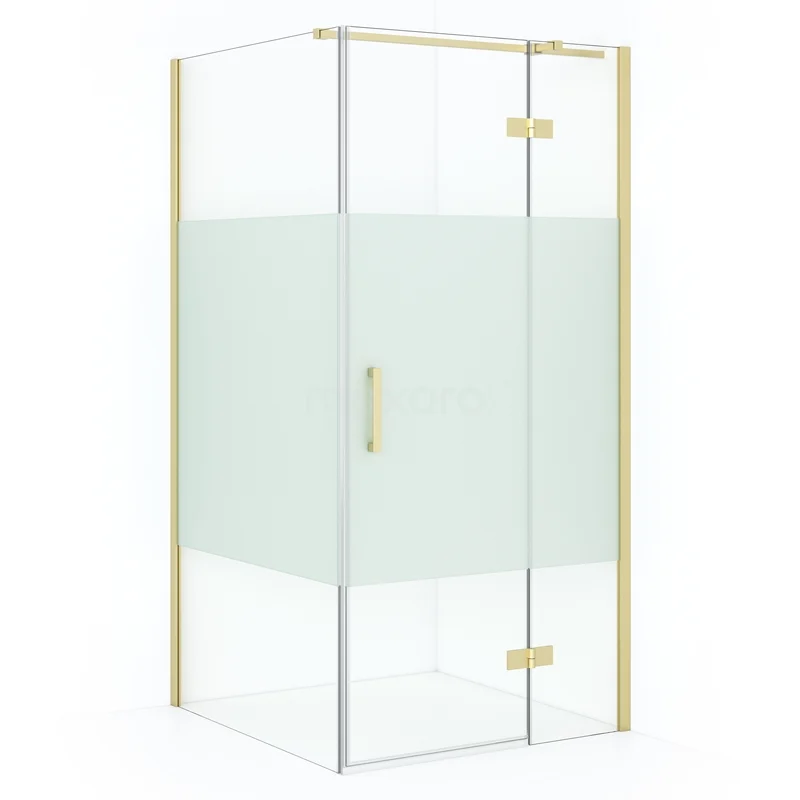 Diamond Shower enclosure | 100x90 cm Light gold Clear with matt strip Pivot door Rectangle CDB224609313LG