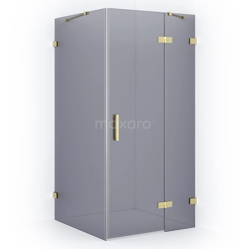Diamond Shower enclosure | 90x90 cm Light gold Smoke glass Pivot door Square CDB223609421LG