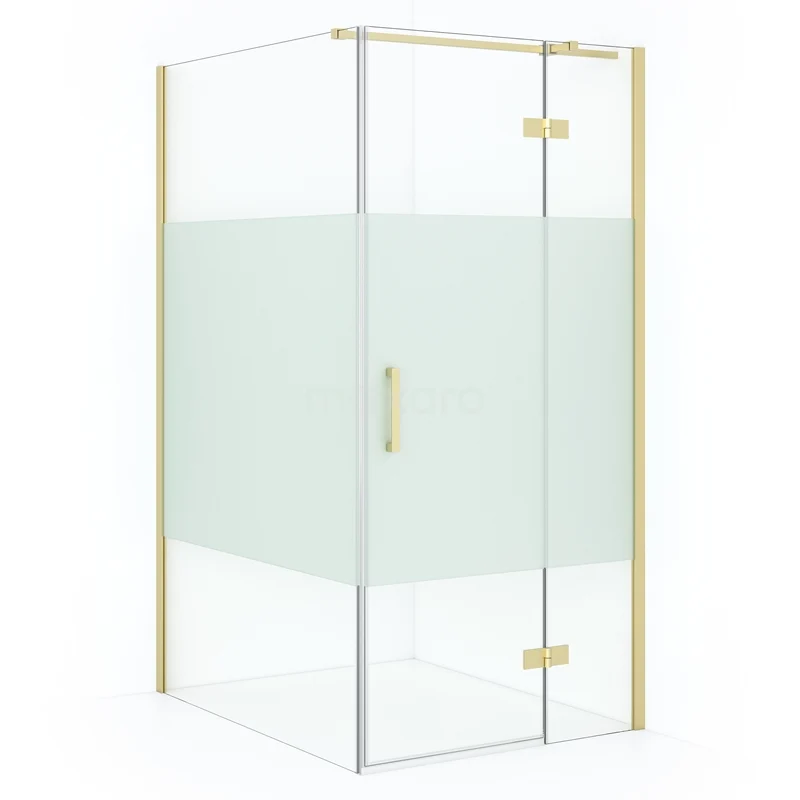 Diamond Shower enclosure | 120x100 cm Light gold Clear with matt strip Pivot door Rectangle CDB224612313LG