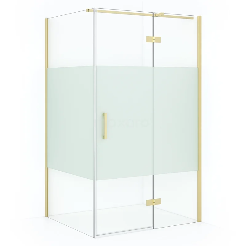 Diamond Shower enclosure | 110x90 cm Light gold Clear with matt strip Pivot door Rectangle CDB226509313LG