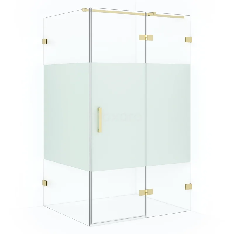 Diamond Shower enclosure | 110x90 cm Light gold Clear with matt strip Pivot door Rectangle CDB226509323LG
