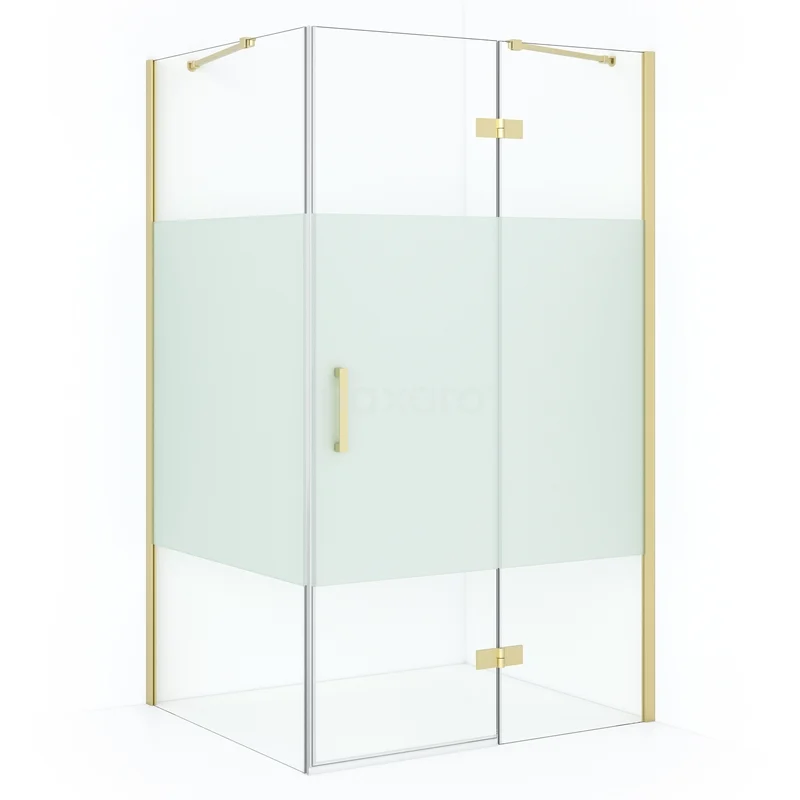 Diamond Shower enclosure | 120x100 cm Light gold Clear with matt strip Pivot door Rectangle CDB226610413LG