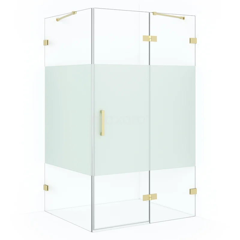 Diamond Shower enclosure | 120x90 cm Light gold Clear with matt strip Pivot door Rectangle CDB226609423LG