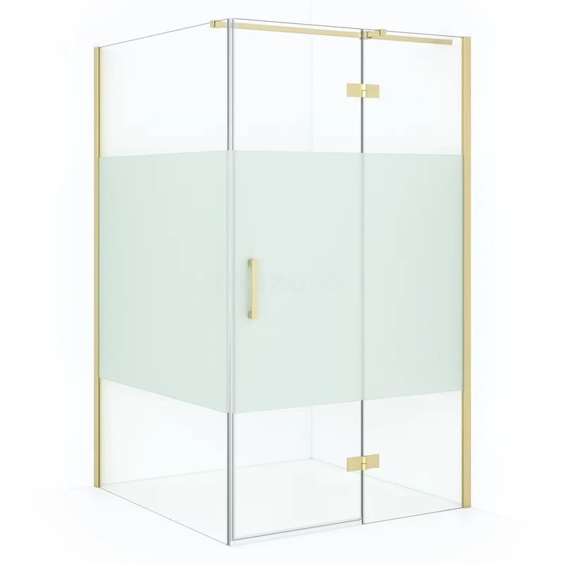 Diamond Shower enclosure | 120x110 cm Light gold Clear with matt strip Pivot door Rectangle CDB226512313LG