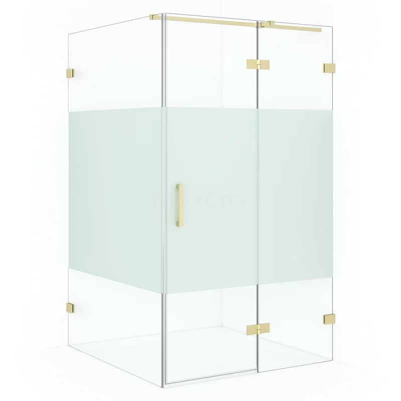 Diamond Shower enclosure | 110x110 cm Light gold Clear with matt strip Pivot door Square CDB226511323LG