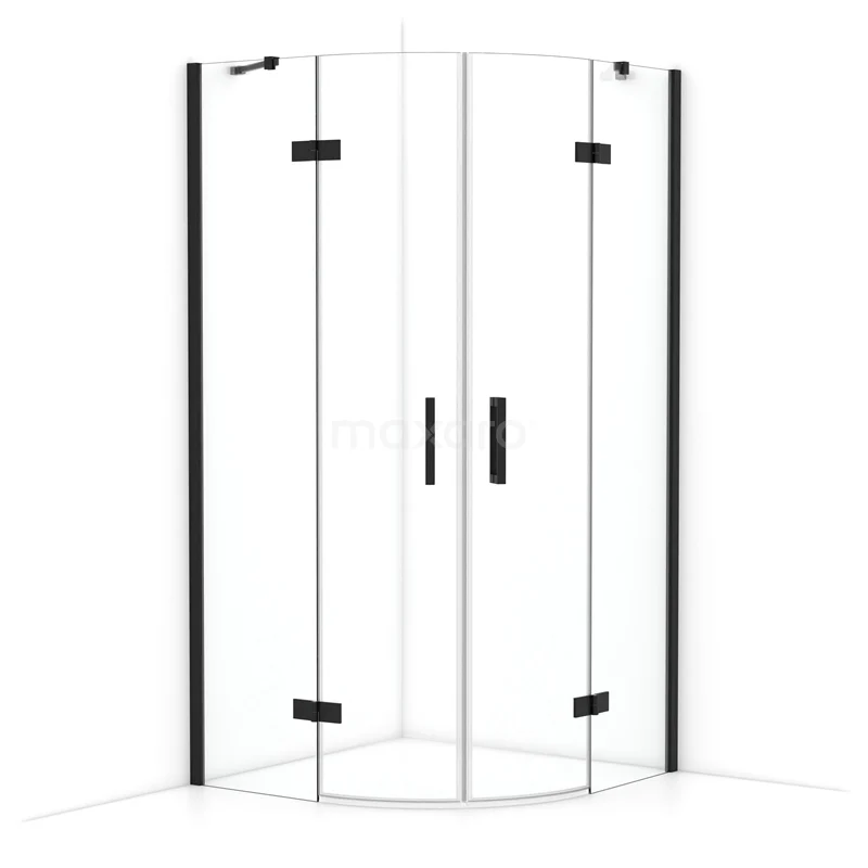 Diamond Shower enclosure | 100x100 cm Matte black Clear glass Pivot door Quarter round CDR21010410MB
