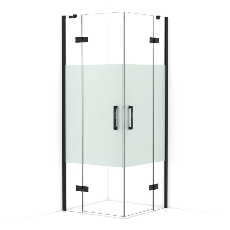 Diamond Shower enclosure | 80x80 cm Matte black Clear with matt strip Pivot door Square CDD3535413MB